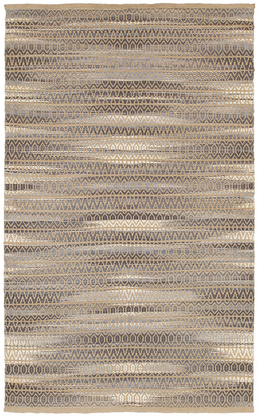 8’ x 10’ Gray and Tan Striated Runner Rug