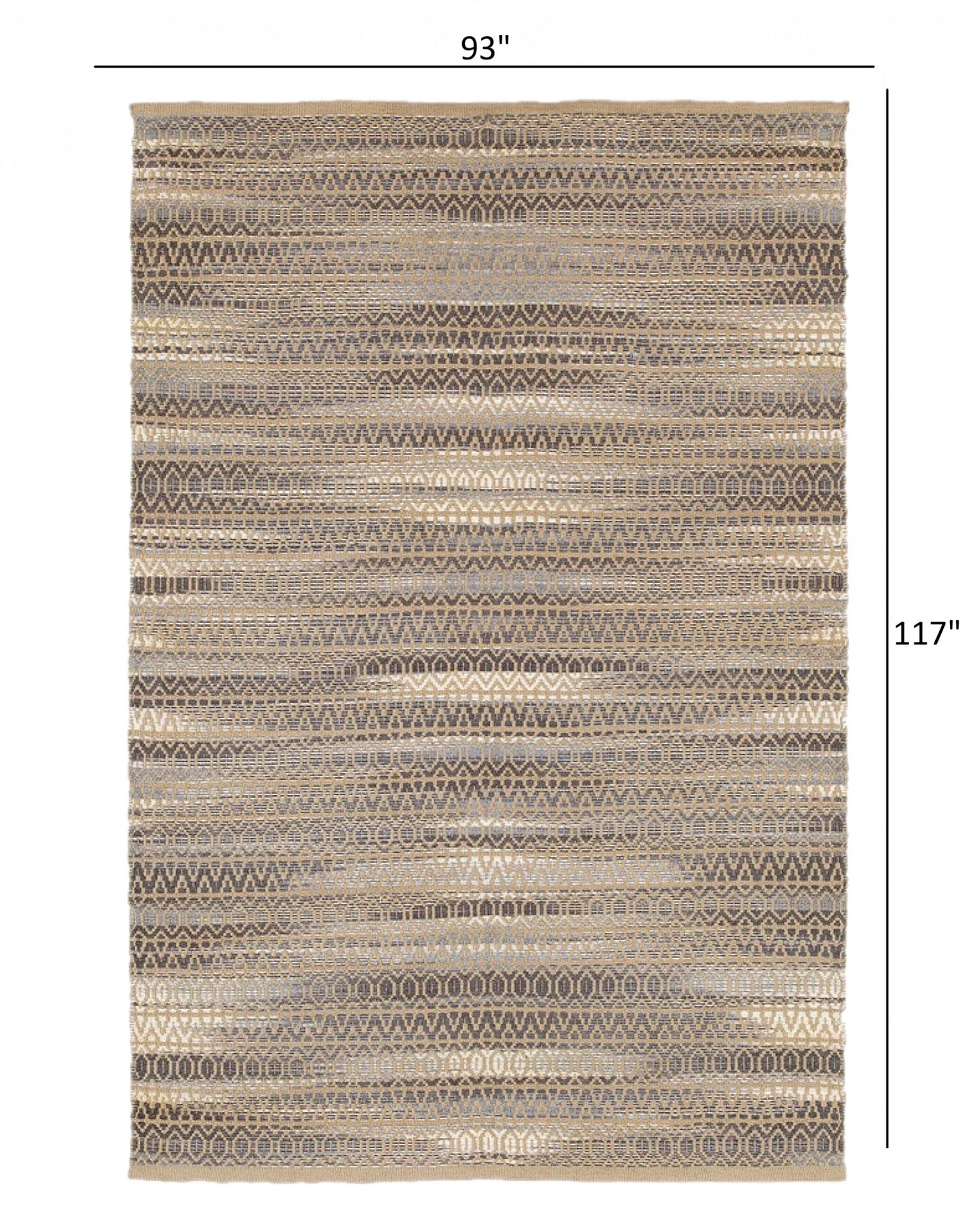 8’ x 10’ Gray and Tan Striated Runner Rug