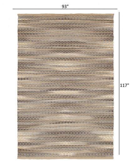 8’ x 10’ Gray and Tan Striated Runner Rug