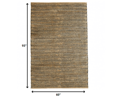 5' X 8' Natural Dhurrie Hand Woven Area Rug