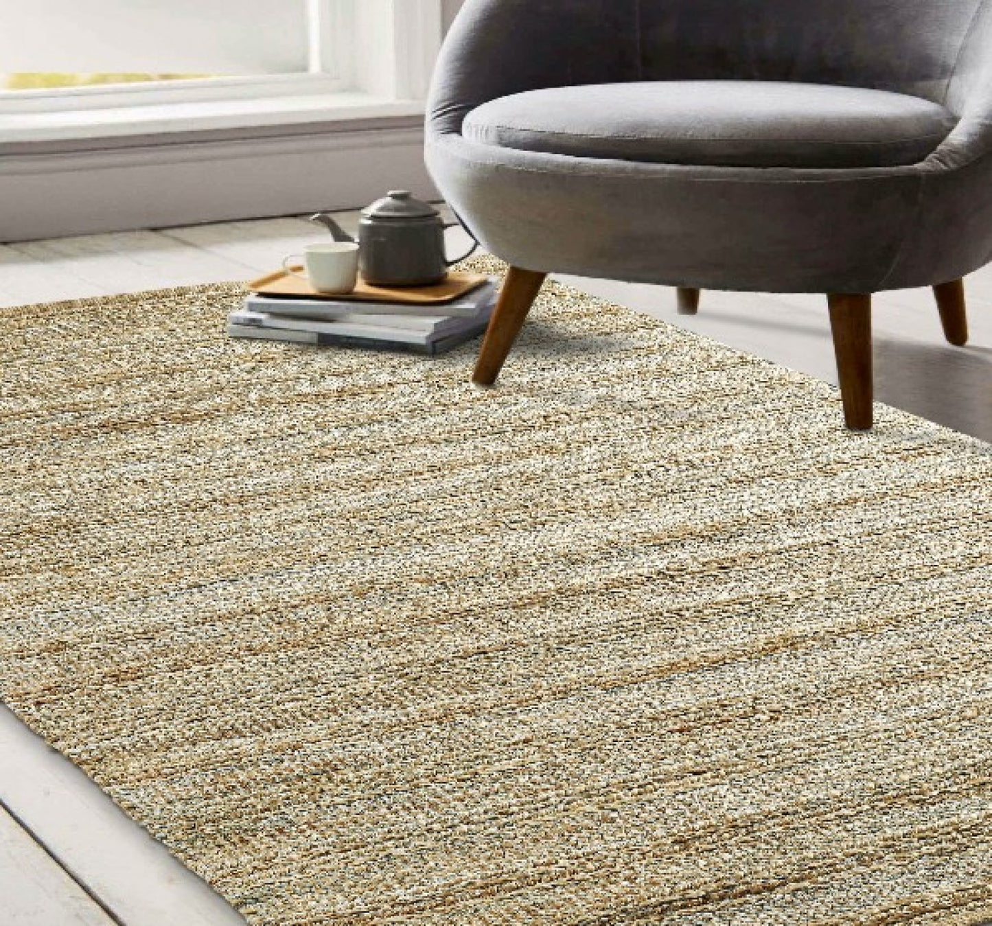 8' X 10' Natural Dhurrie Hand Woven Area Rug