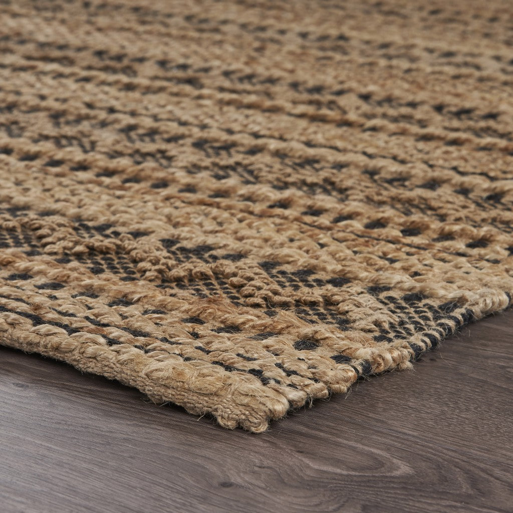 9’ x 13’ Tan and Black Intricate Striped Area Rug