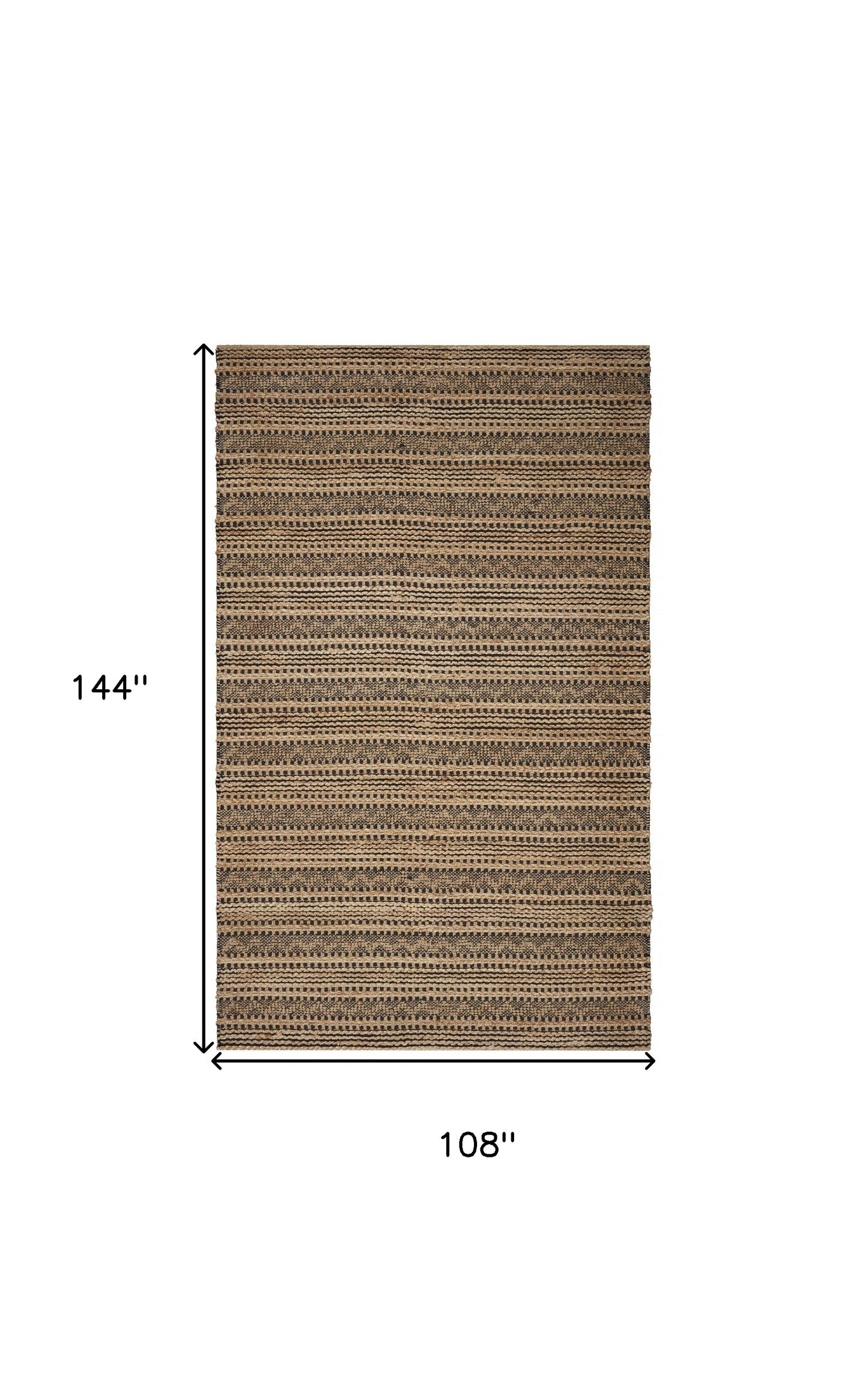 9’ x 13’ Tan and Black Intricate Striped Area Rug