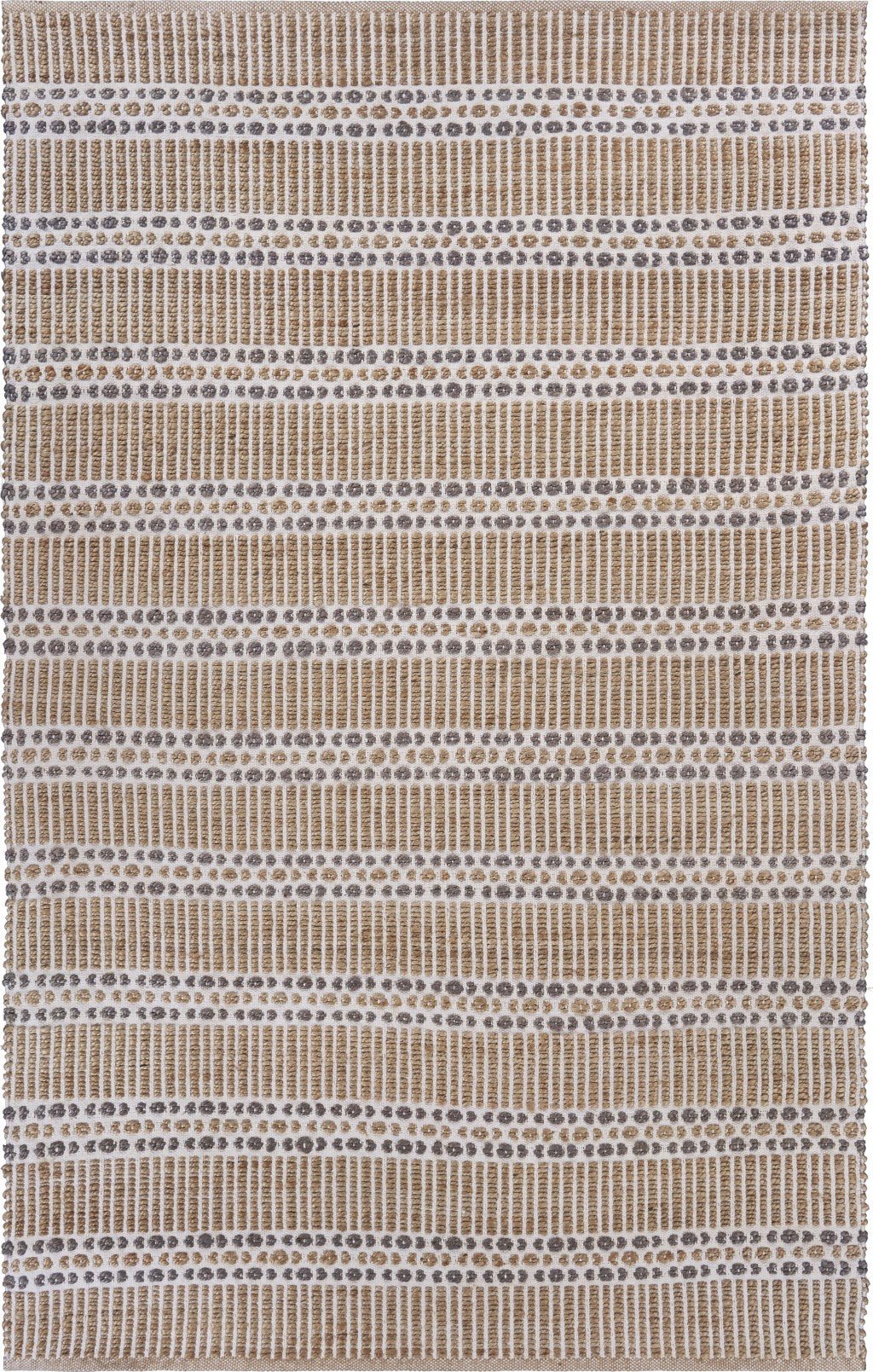 5' X 8' Gray And Ivory Dhurrie Hand Woven Area Rug