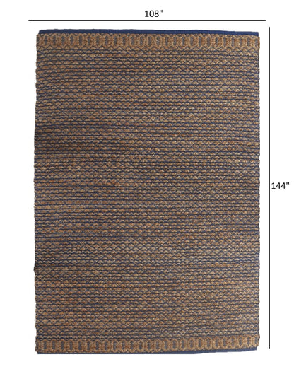 8' X 10' Tan and Blue Detailed Lattice Area Rug