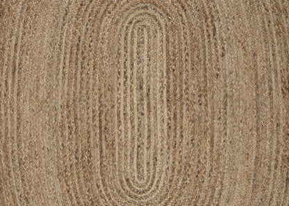 7’ Brown Oval Shaped Jute Area Rug