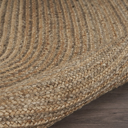 7’ Brown Oval Shaped Jute Area Rug