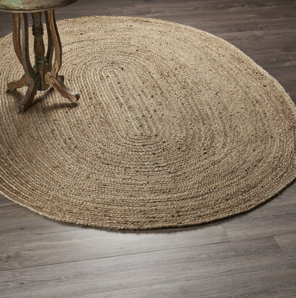 7’ Brown Oval Shaped Jute Area Rug