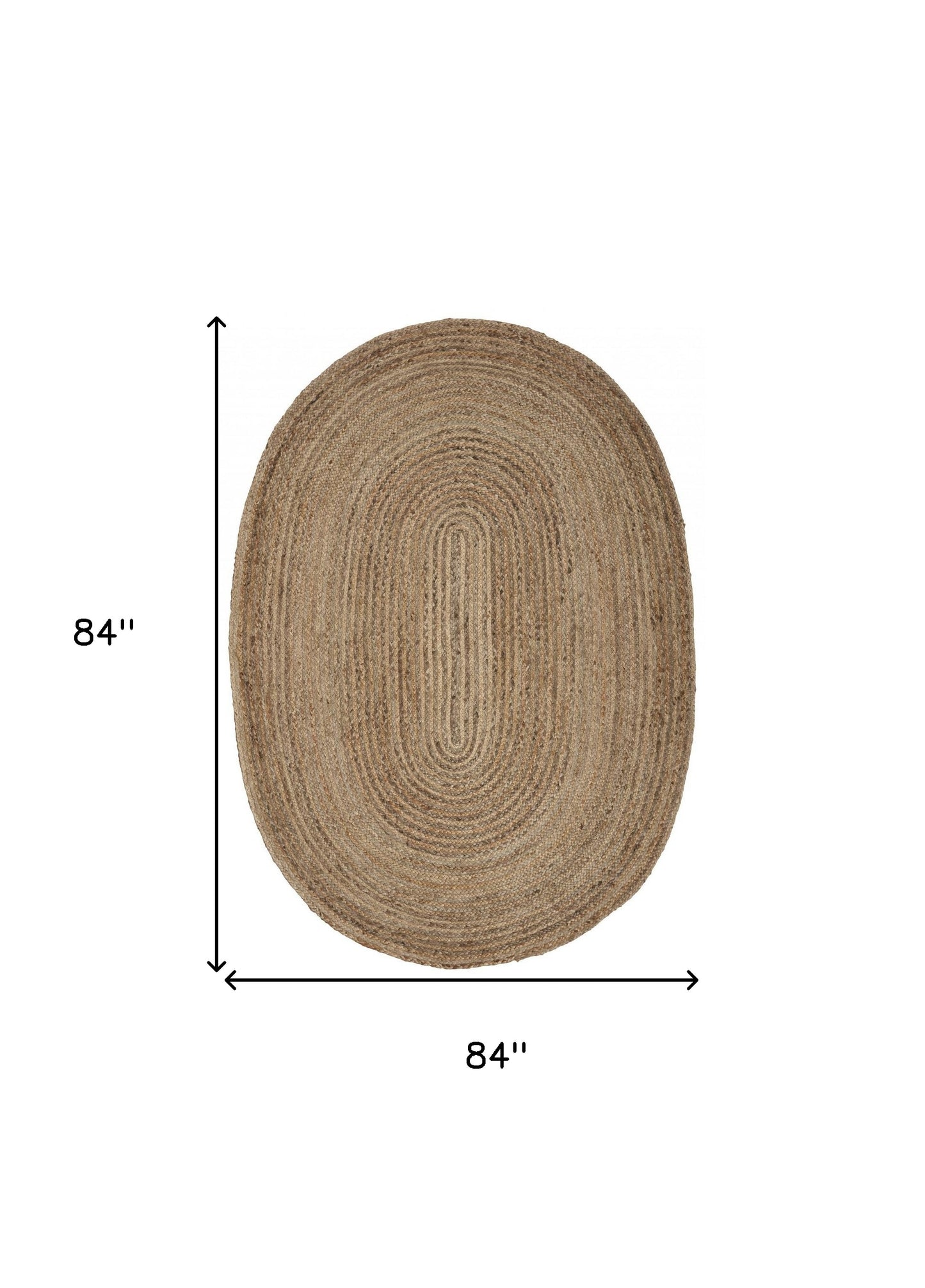 7’ Brown Oval Shaped Jute Area Rug