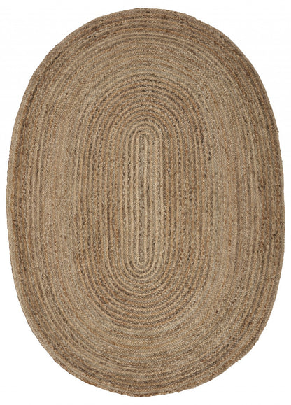 7’ Brown Oval Shaped Jute Area Rug