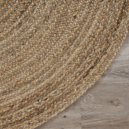 7’ Brown Oval Shaped Jute Area Rug