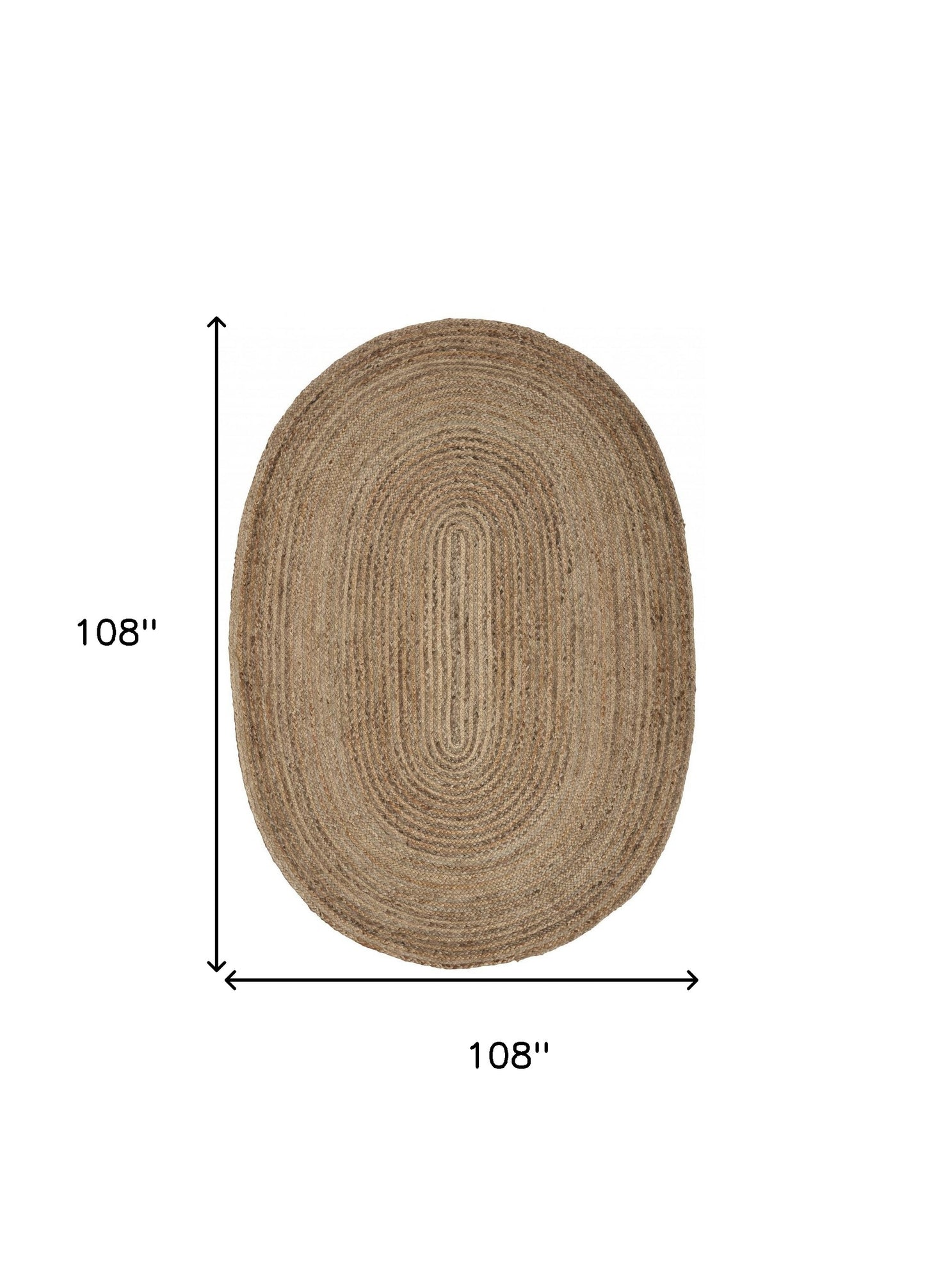 7’ Brown Oval Shaped Jute Area Rug