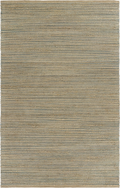 5’ x 8’ Tan and Blue Undertone Striated Area Rug