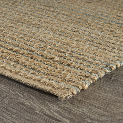 5’ x 8’ Tan and Blue Undertone Striated Area Rug