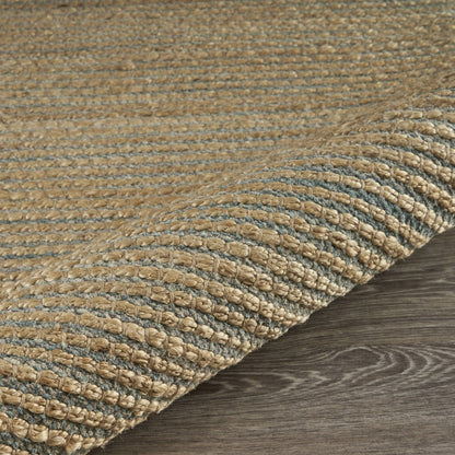 5’ x 8’ Tan and Blue Undertone Striated Area Rug