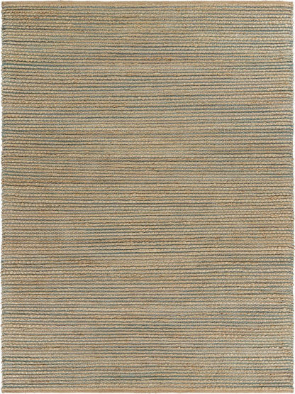 5’ x 8’ Tan and Blue Undertone Striated Area Rug