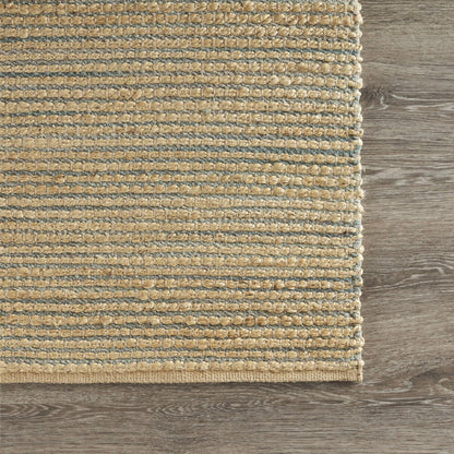 5’ x 8’ Tan and Blue Undertone Striated Area Rug