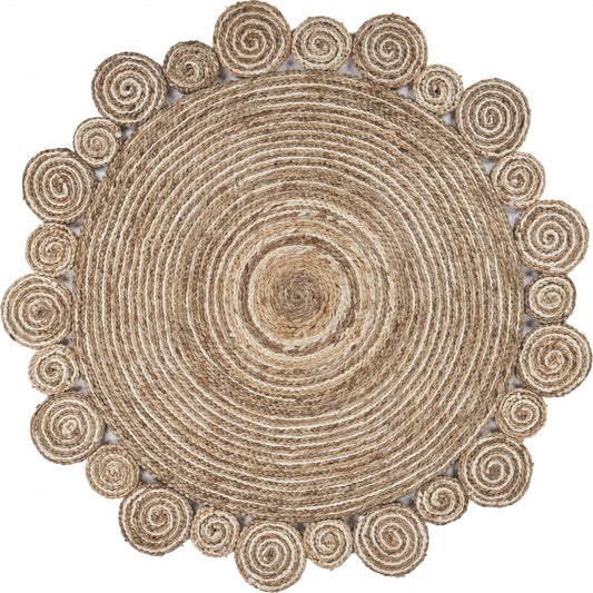 8‚Äö√Ñ√∂‚àö√ë‚àö¬• Round Natural Coiled Area Rug - 90.0" (H) x 90.0" (W) x 0.5" (D)