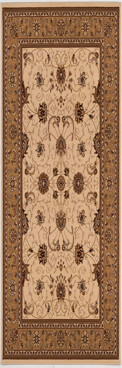 13' Runner Beige and Ivory Oriental Power Loom Runner Rug - 0.6" (L) x 156.0" (W) x 27.0" (H)