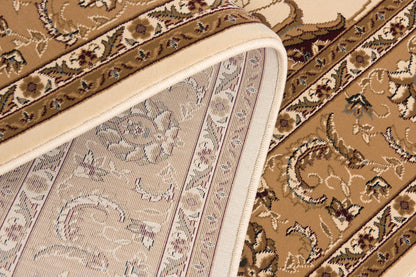 4’ x 6’ Cream and Tan Ornate Border Area Rug