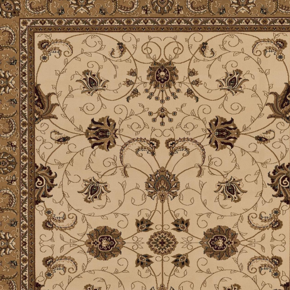 4’ x 6’ Cream and Tan Ornate Border Area Rug