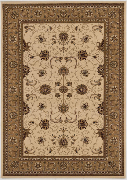 4’ x 6’ Cream and Tan Ornate Border Area Rug