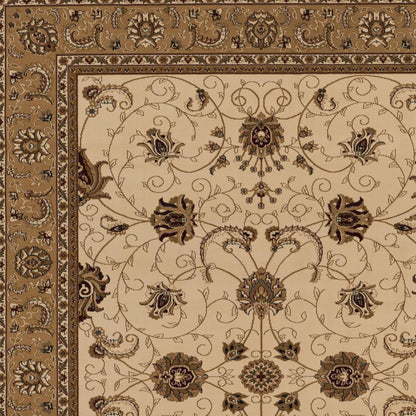 4’ x 6’ Cream and Tan Ornate Border Area Rug