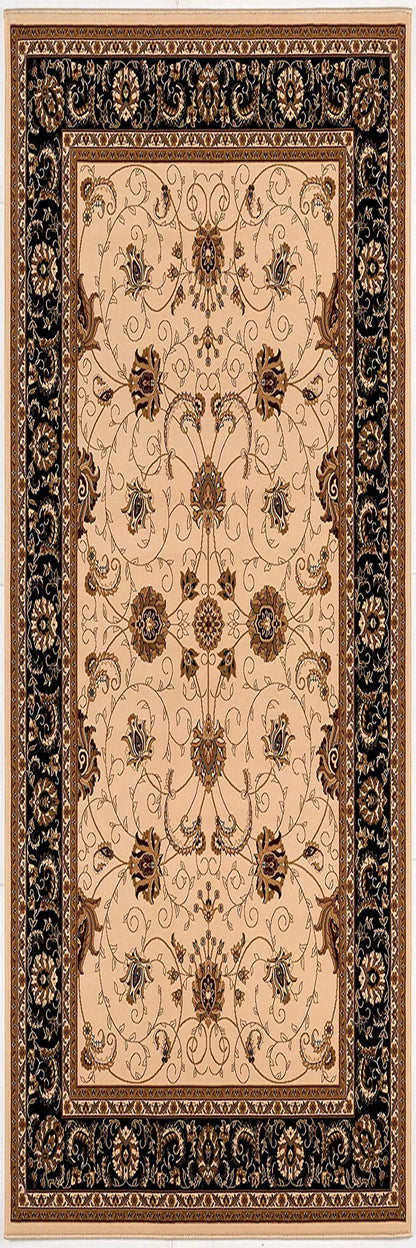 10' Runner Black and Ivory Oriental Power Loom Runner Rug - 0.6" (L) x 120.0" (W) x 27.0" (H)