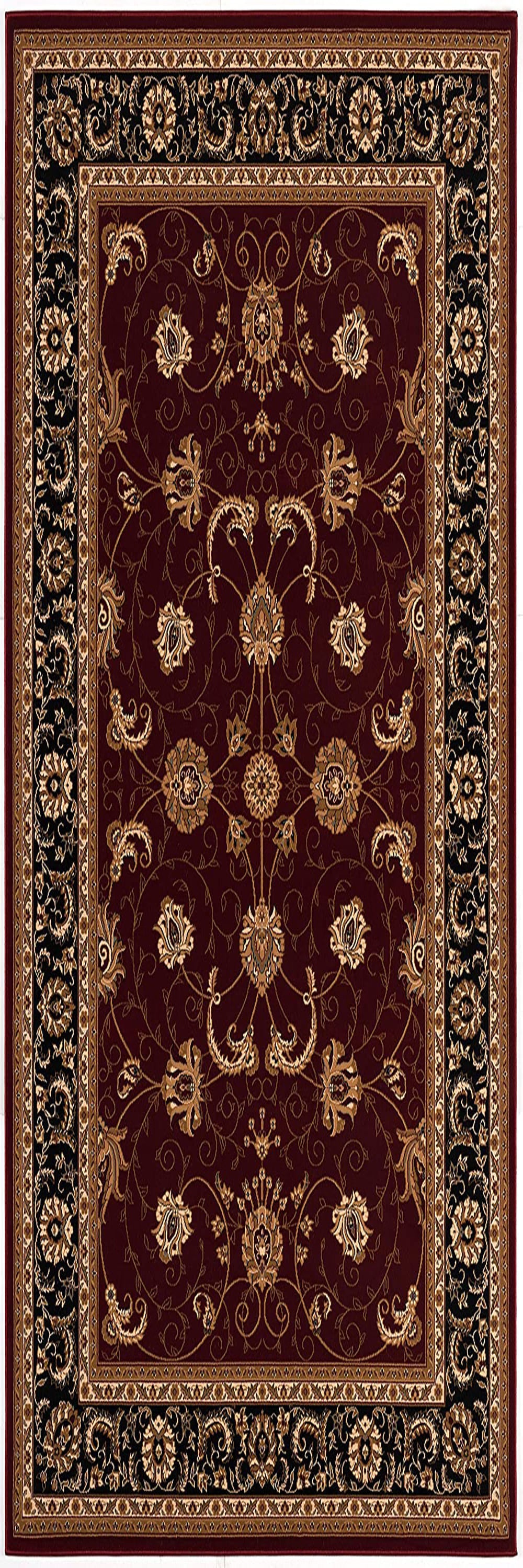 10' Runner Red and Black Oriental Power Loom Runner Rug - 0.6" (L) x 120.0" (W) x 27.0" (H)