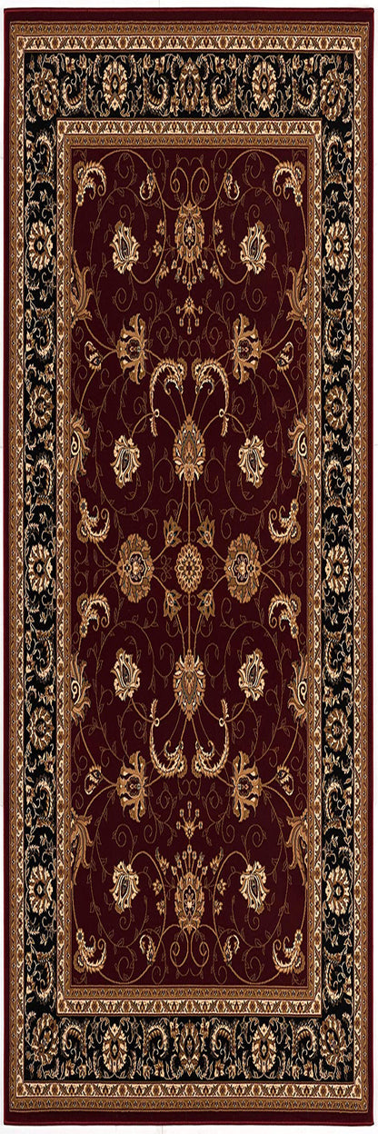 10' Runner Red and Black Oriental Power Loom Runner Rug - 0.6" (L) x 120.0" (W) x 27.0" (H)