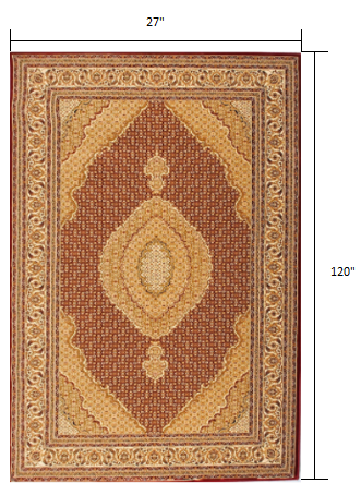 2’ x 10’ Red and Beige Medallion Runner Rug