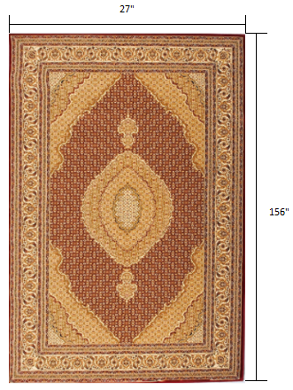 2’ x 10’ Red and Beige Medallion Runner Rug