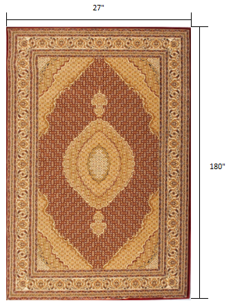 2’ x 10’ Red and Beige Medallion Runner Rug