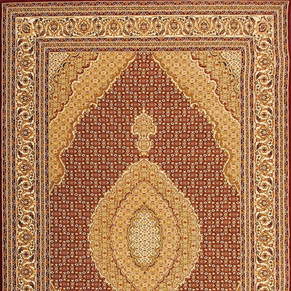 4' X 6' Red and Beige Oriental Power Loom Area Rug