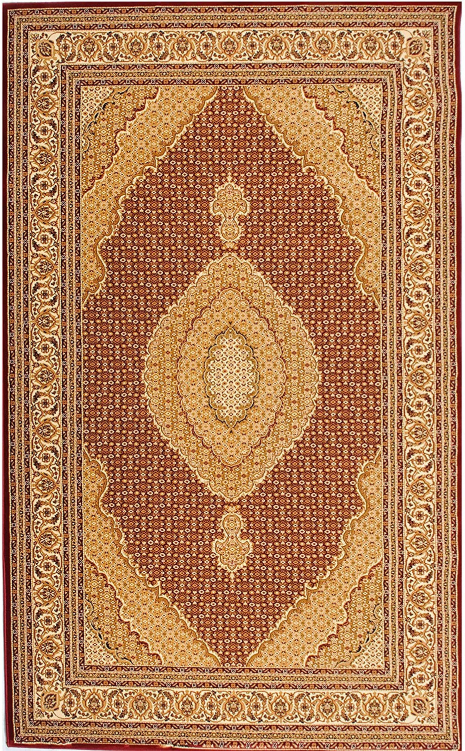 2’ x 10’ Red and Beige Medallion Runner Rug