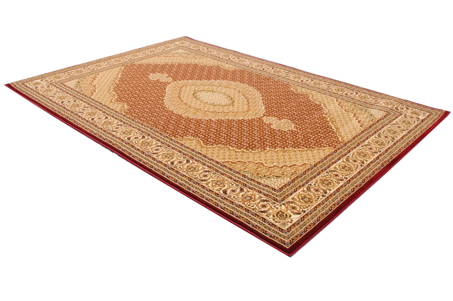 4' X 6' Red and Beige Oriental Power Loom Area Rug