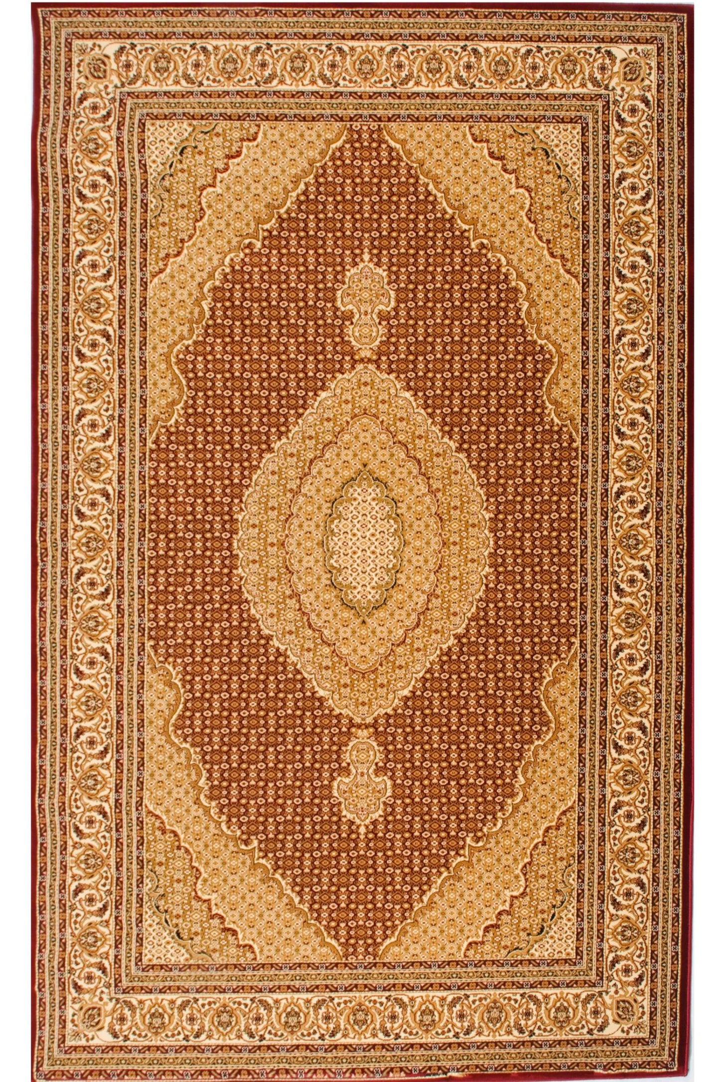 4' X 6' Red and Beige Oriental Power Loom Area Rug