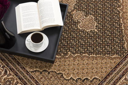 2’ x 10’ Black and Beige Medallion Runner Rug