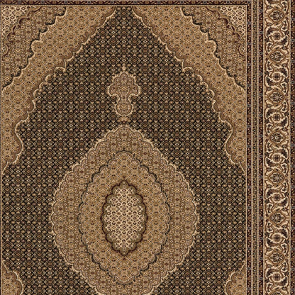 2’ x 10’ Black and Beige Medallion Runner Rug