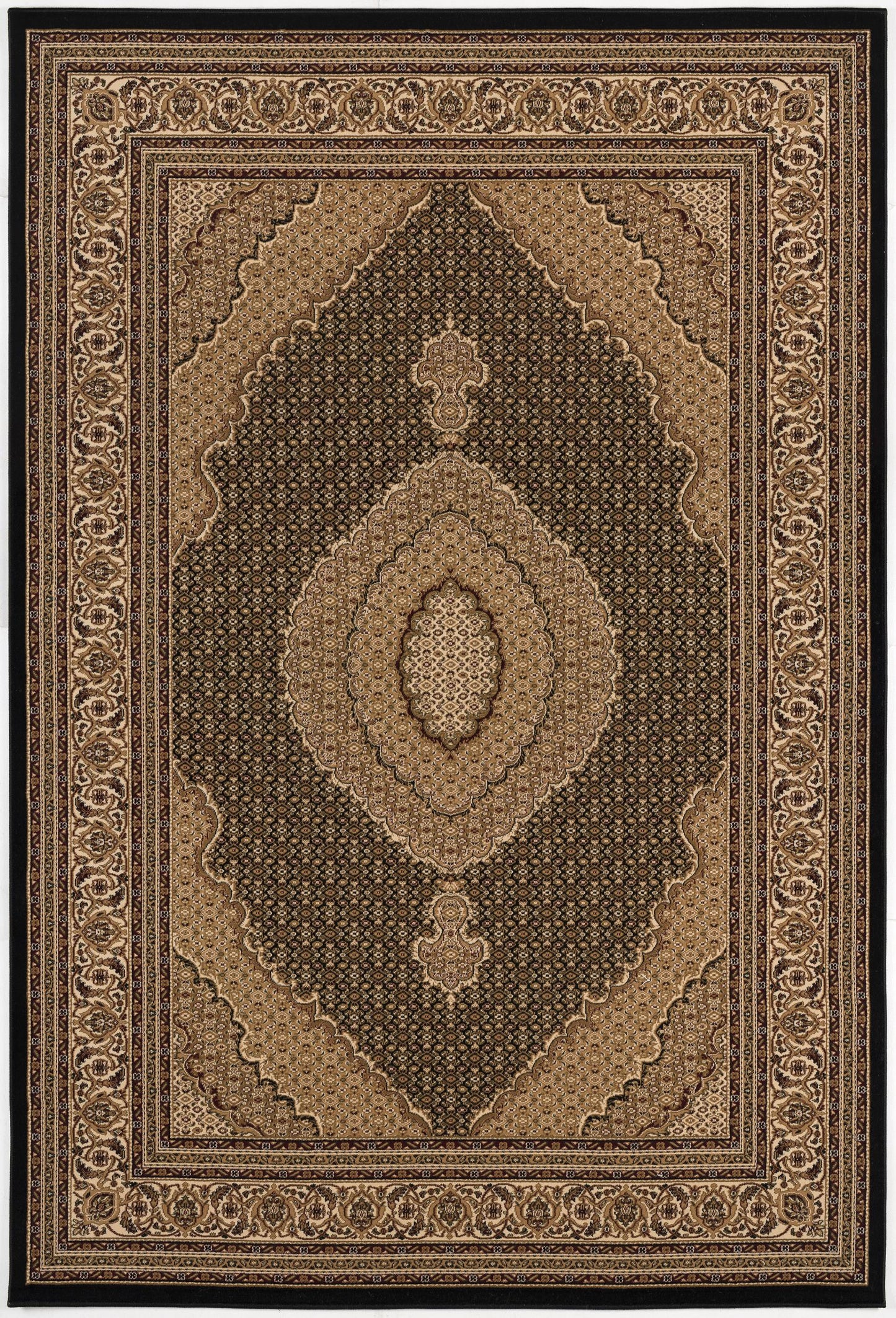 2’ x 10’ Black and Beige Medallion Runner Rug