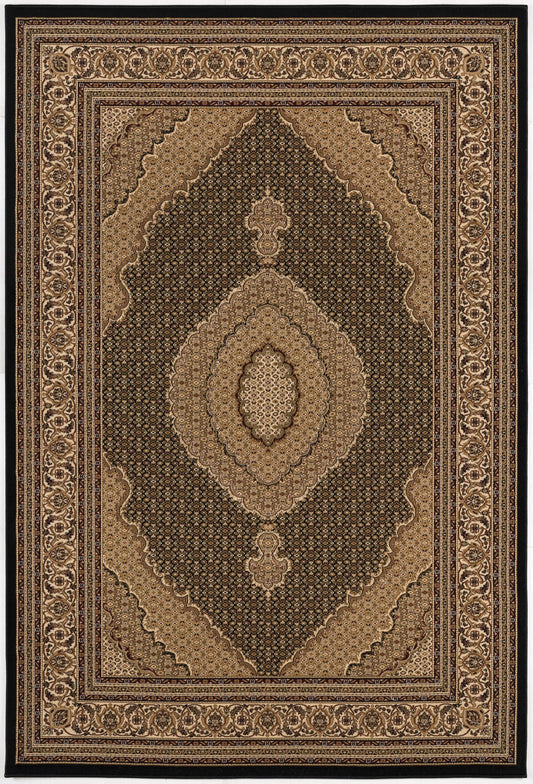 4’ x 6’ Black and Beige Medallion Area Rug