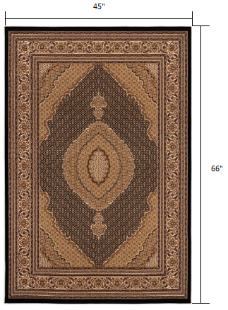 4’ x 6’ Black and Beige Medallion Area Rug