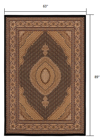 4’ x 6’ Black and Beige Medallion Area Rug