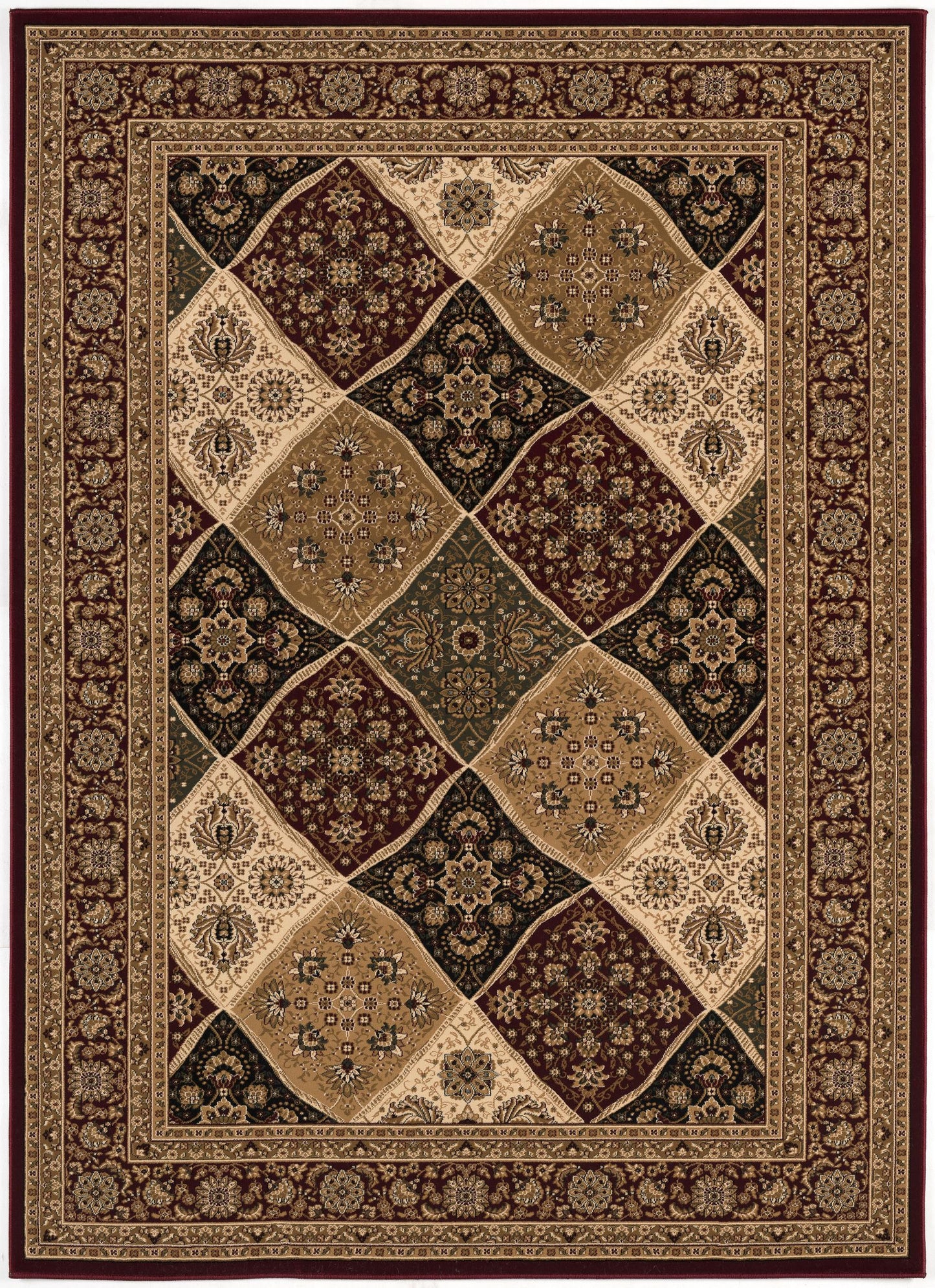 15' Runner Red and Beige Oriental Power Loom Runner Rug