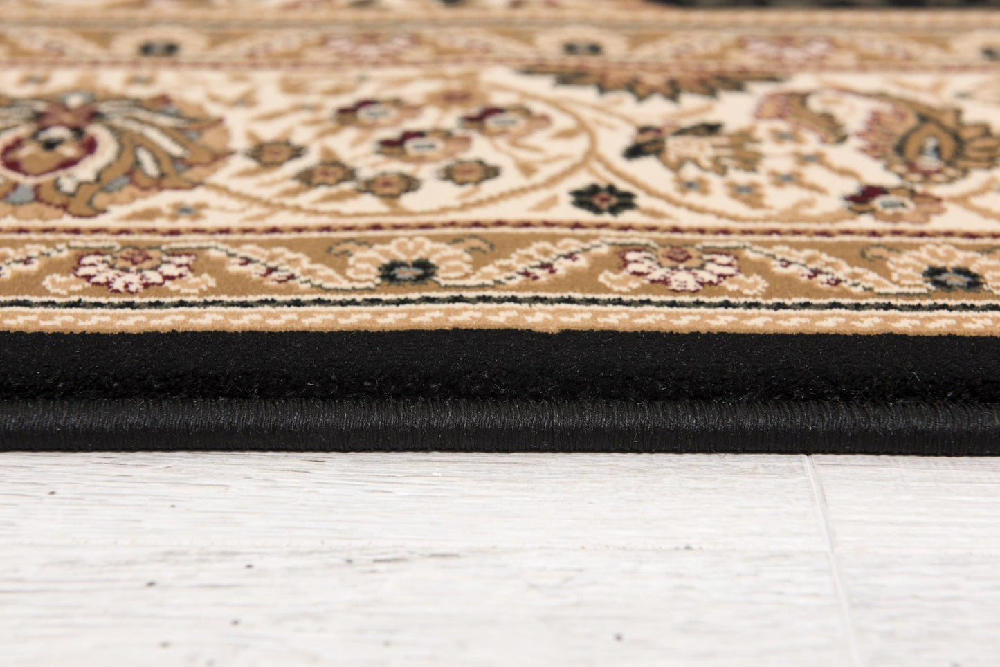 5' X 8' Beige and Black Medallion Power Loom Area Rug