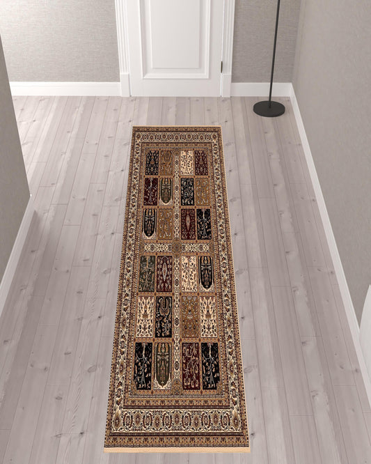 2’ x 10’ Cream Traditional Decorative Runner Rug