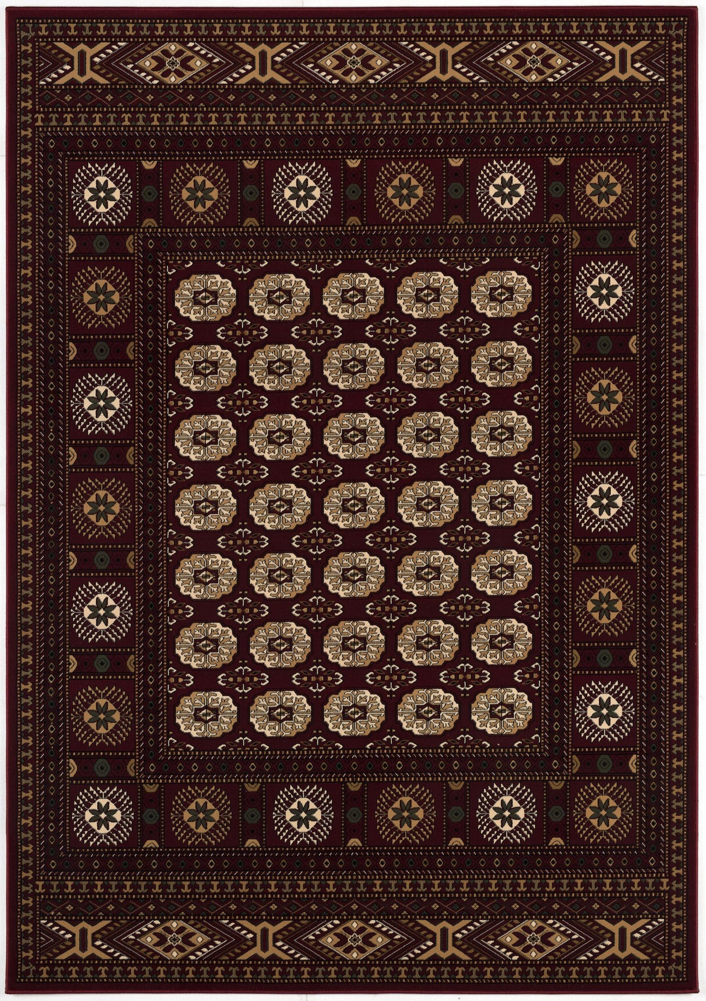 2’ x 10’ Red Eclectic Geometric Pattern Runner Rug