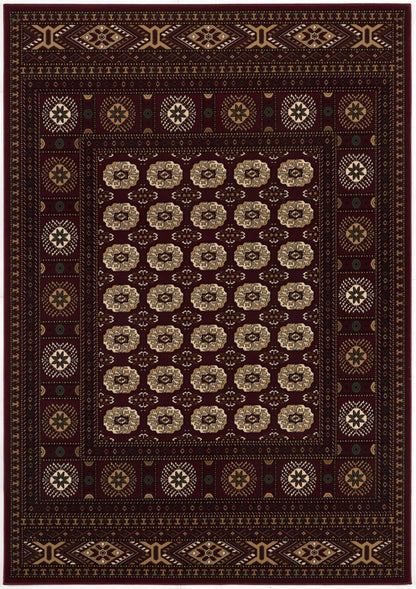 13' Runner Red and Ivory Floral Medallion Power Loom Runner Rug