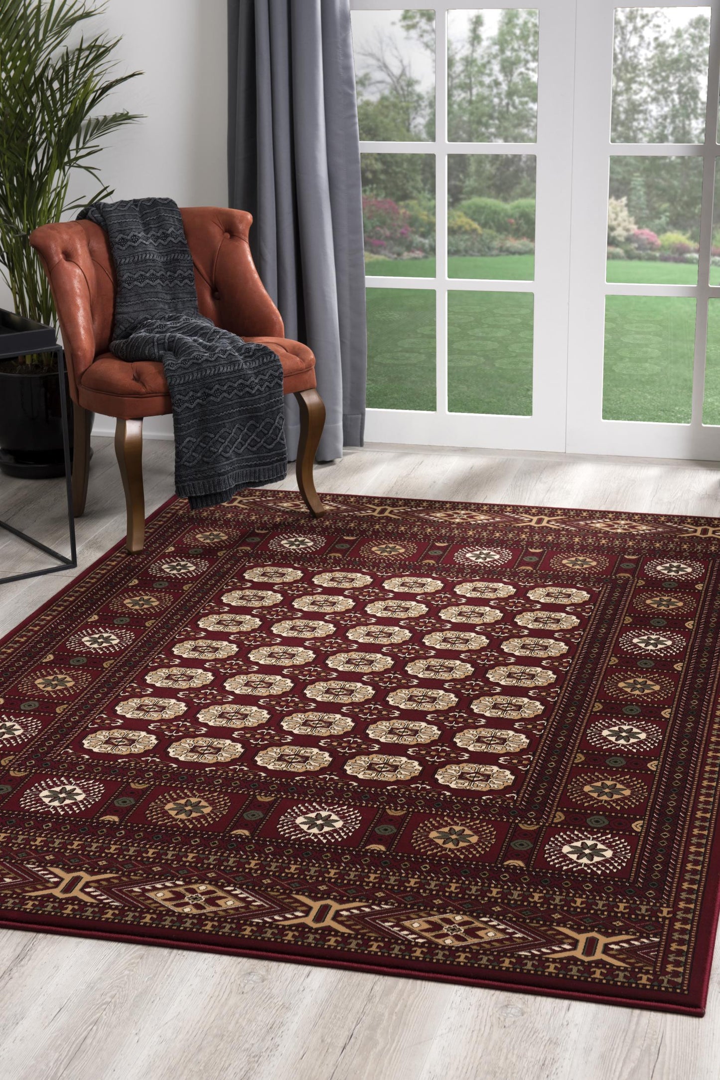 2’ x 10’ Red Eclectic Geometric Pattern Runner Rug