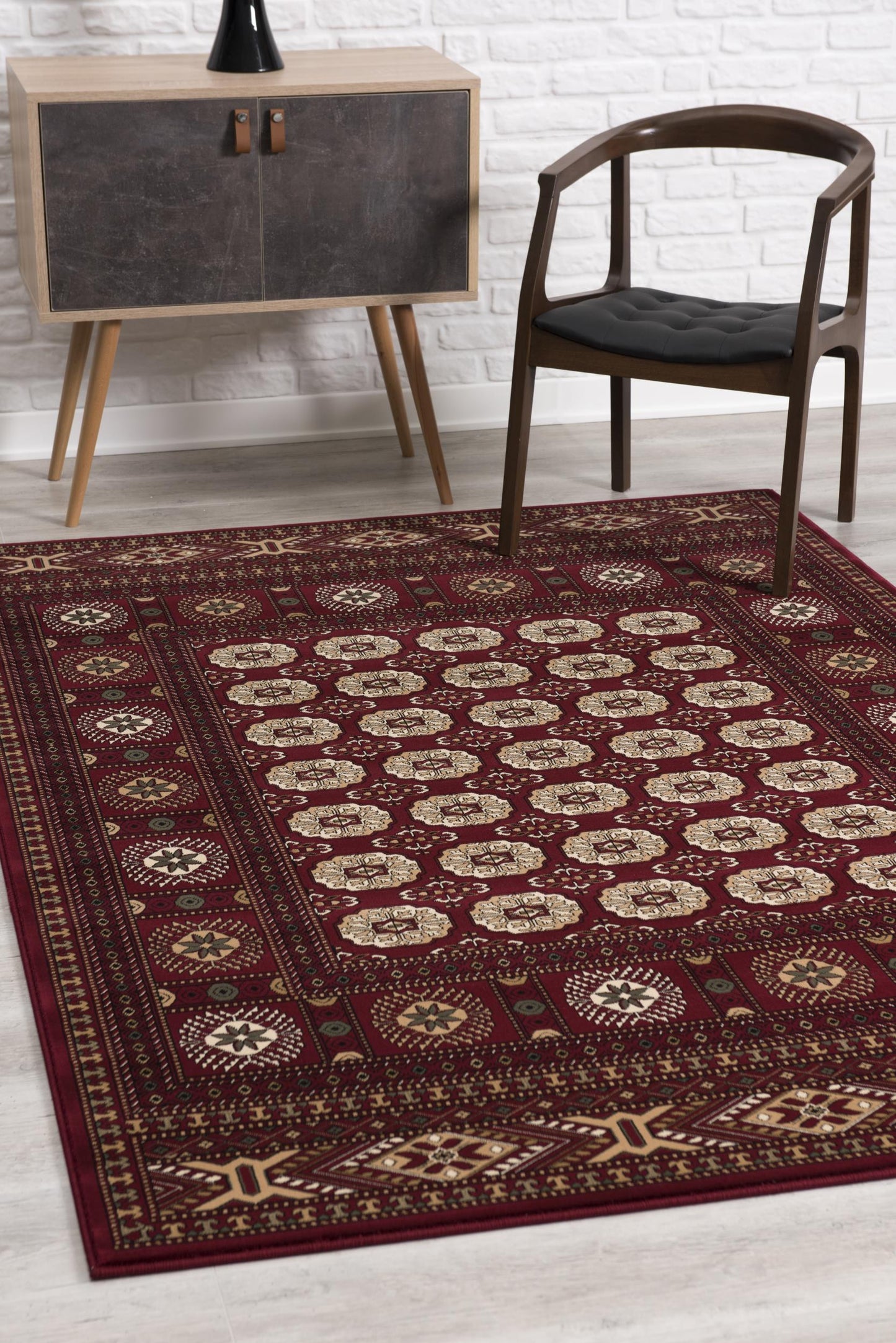 2’ x 10’ Red Eclectic Geometric Pattern Runner Rug